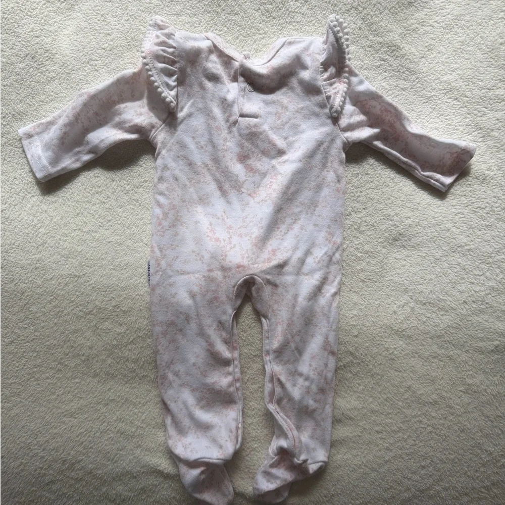 Badgley Mischka Luxury Baby Girls Footed Sleeper / Romper - Pink Marble 0-3M